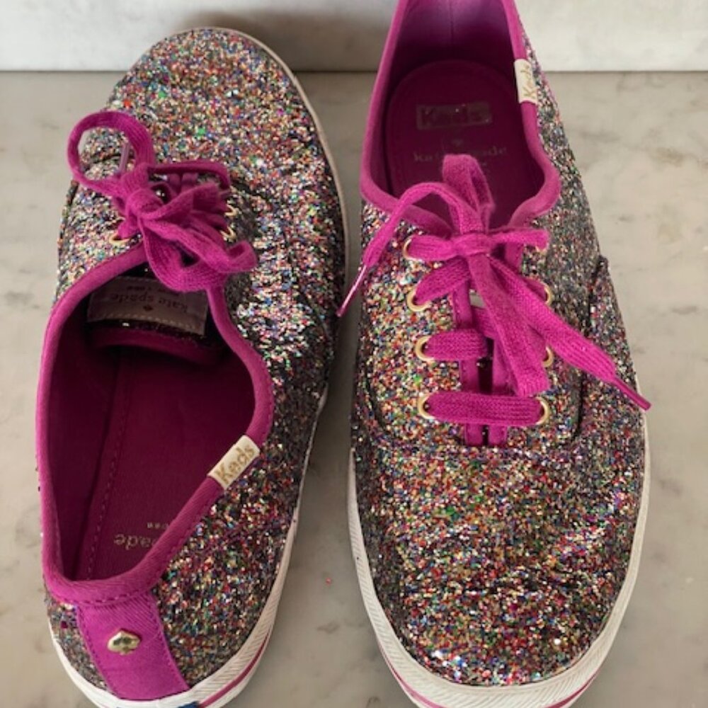 KEDS X KATE SPADE Champion Grape Glitter Women Lace Up Sneakers Size US 10
